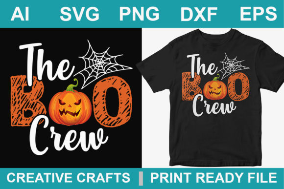Halloween T-Shirt Design Boo Crew: Graphics & Print Templates