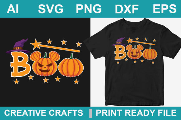 Halloween T-Shirt Design Boo: Graphics & Print Templates