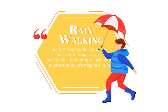 Rain Walking Flat Color Vector Character